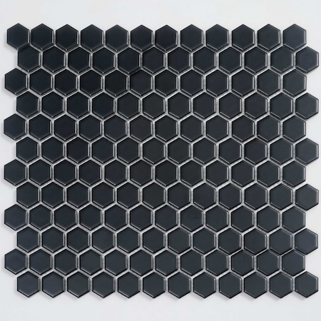 Apollo Tile Cirkel Hex 10.2 in. x 11.8 in. Matte Black Porcelain Mosaic Wall and Floor Tile, 10PK ORB881H20BLMA